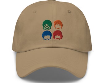 Fabulous Four Faces Hat, embroidered  music lover cap, Dad hat