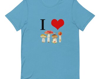 I Love Heart Mushrooms Shirt, Short-sleeve Unisex T-shirt - Etsy
