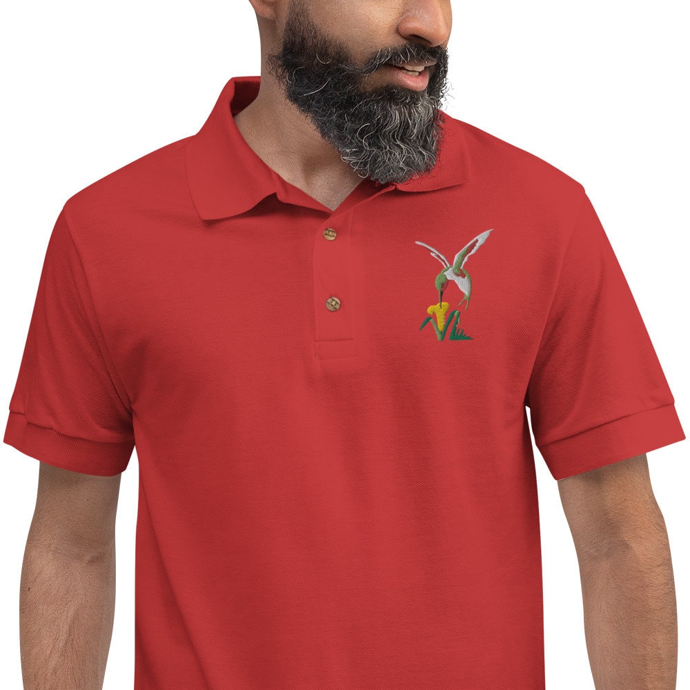 Embroidered Hummingbird Polo Shirt - Etsy