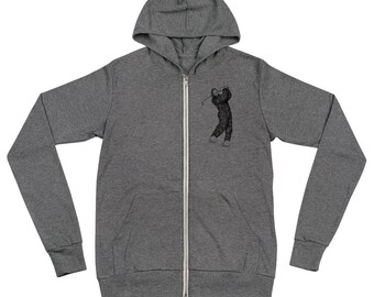 Bigfoot Sasquatch Golfer zip Unisex zip hoodie, gorilla sweatshirt with zipper