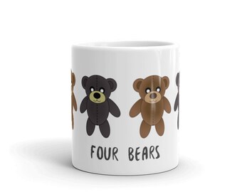 Four Bears Teddy Bears White glossy mug