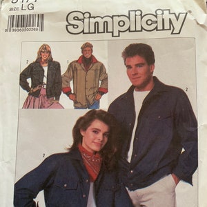 80s Simplicity 8177 Jacket Sewing Pattern, Mens/Misses Sz L, Uncut
