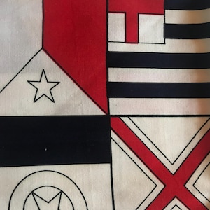 Nautical Flag Cotton Fabric Red White Blue   Sail Boat Ship  1  1/4 yd 45 x 44 inches Flaws Listed Unwashed Quilts
