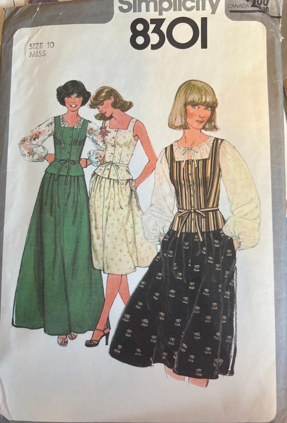 1977 Simplicity 8301 Sewing Pattern, Misses Size 10, Blouse Camisole ...