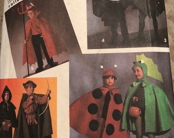 Costume Child’s Simplicity Pattern  7470 Sz A 3-8 Sm-Lg Halloween Devil Lady Bug Robin Hood Dracula Friar Tuck Dino