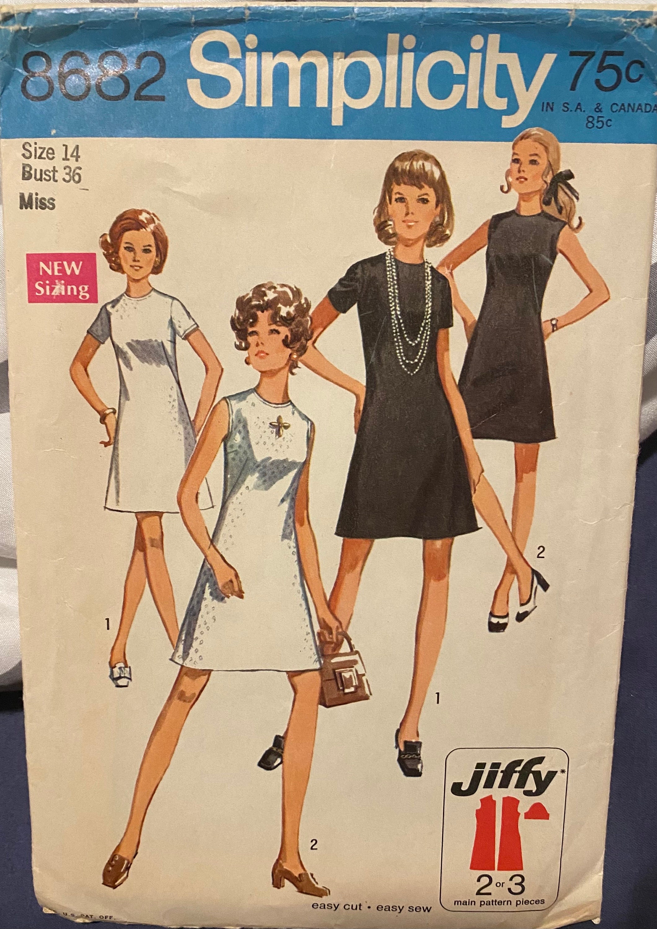 70s Simplicity 8682 Jiffy Pattern Misses Shift Dress Size 14 - Etsy