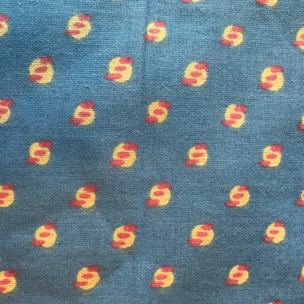 vintage 1990's Country Blue Yellow Dots w Red lines 2 .75 yds Interior Fabric Design Amgard Up