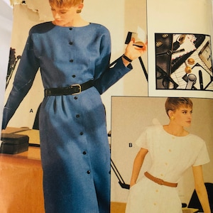 Vintage Vogue 1985 Very Easy Very Vogue Pattern 7144 Size 12 14 16 Misses Dress Shoulder Pads  Uncut FF