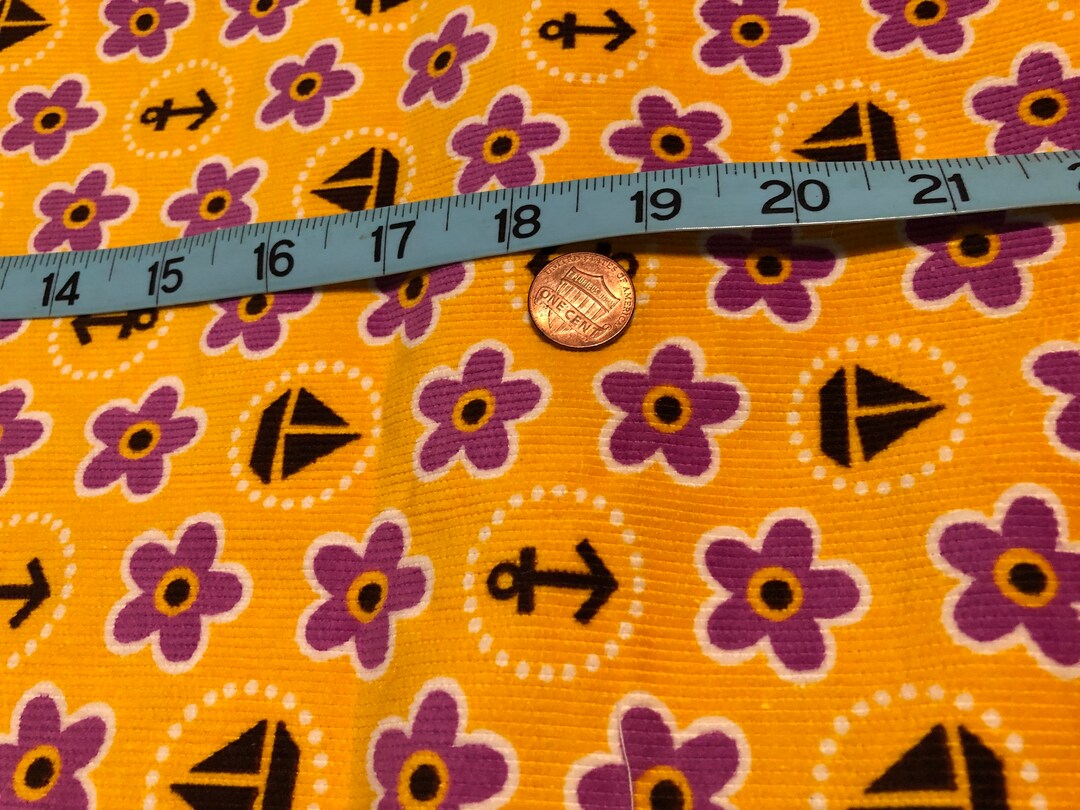 Yellow Corduroy Fabric 1.33 Yards Plus Black Anchors & Boats - Etsy