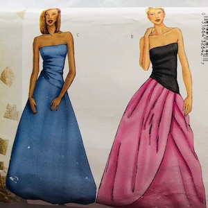 Y2K Butterick 6877 Misses Dress Lined evening length dropped waist Sz 6 8 10 Uncut
