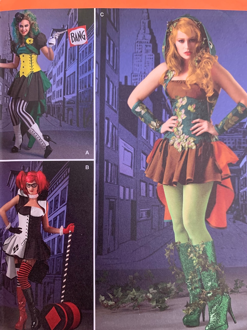 Simplicity 1091 Joker Poison Ivy Harley Quinn Costume Pattern - Etsy