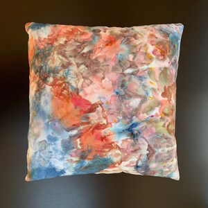Beautiful handmade ice dyed cotton linen fabric pillow with invisible zipper