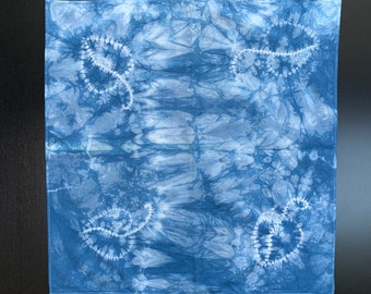 Square shibori indigo dyed bandana for small/medium sized dogs (and people!)