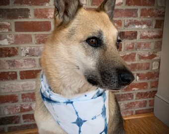 Shibori indigo dyed bandana for medium sized dogs (and people!)