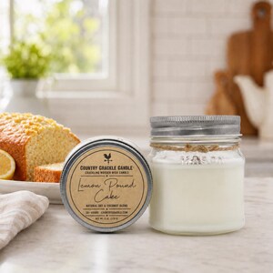 Lemon Pound Cake Candle: Wooden Wick Soy Coconut Wax, 30 Hour