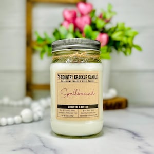 Spellbound | Wooden Wick Natural Soy and Coconut Wax Candle | Crackling Wick | Mason Jar Candles