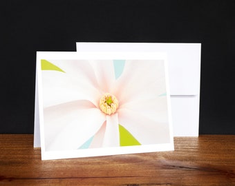 Magnolia Pink Photo Greeting Card, Spring Bloom, Blank Note