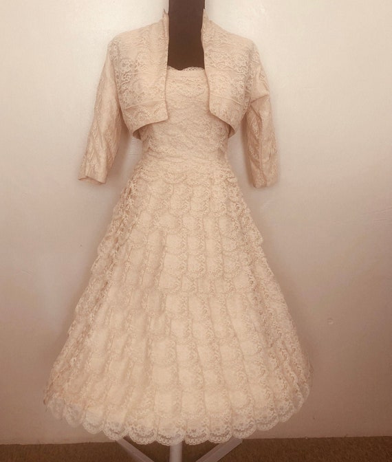1950's Vintage Tea Length Wedding Dress - Original