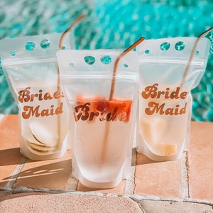 REUSABLE Bachelorette Drink Pouches w/ Metal Straws