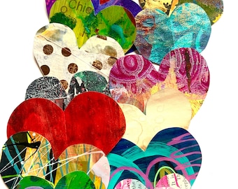 Hand Painted Paper Hearts: Mystery Mix of 11+ Small Hearts