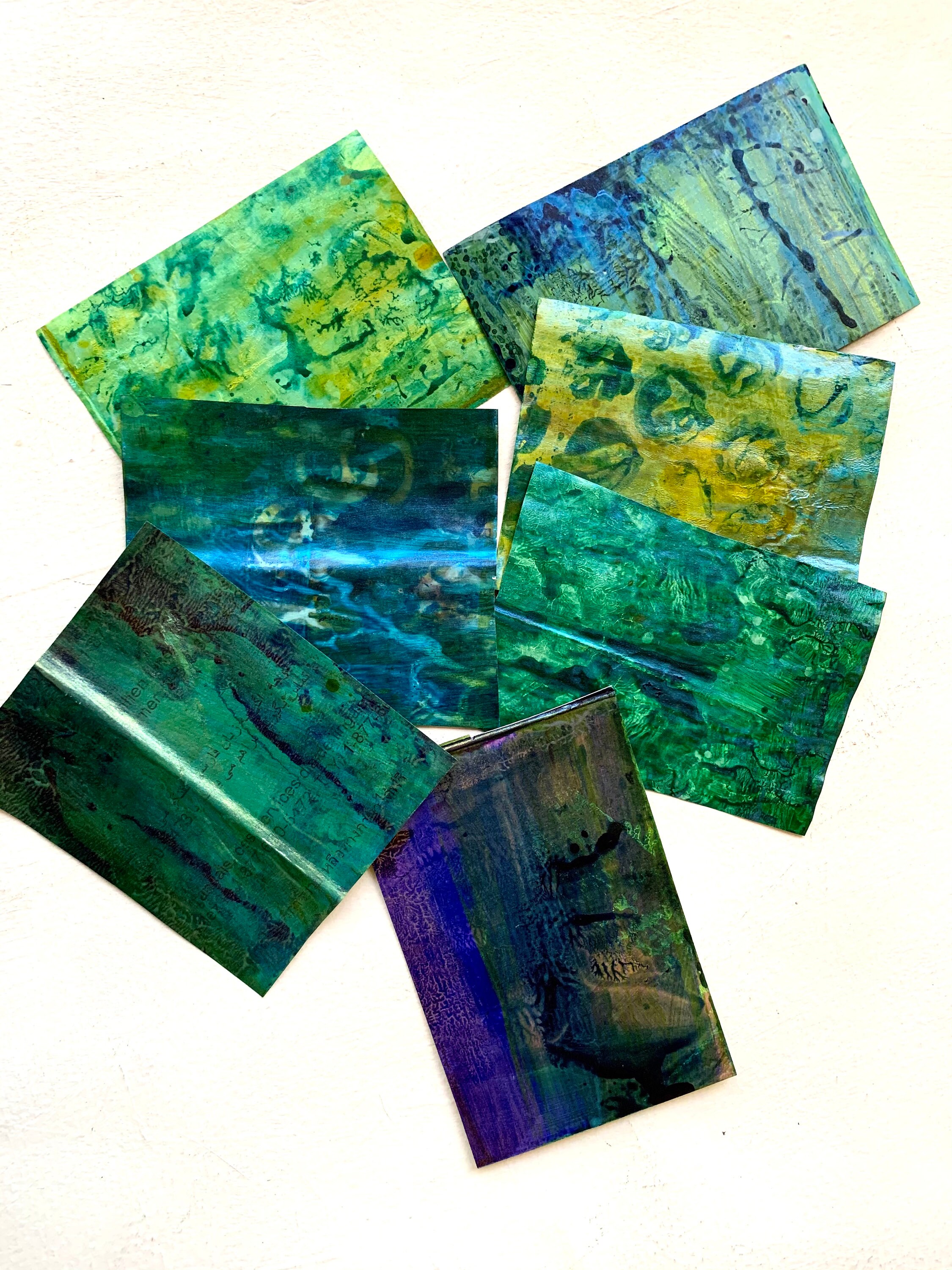 Blue Green Emerald Paper SetsPainted Paper EphemeraAbstract Etsy