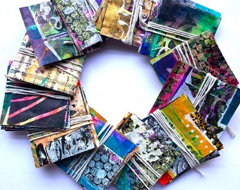Small Grunge, Abstract Squares-Painted Paper Ephemera-11 Piece Variety Pack-Collage Fodder-Junk Journal, Craft Supplies