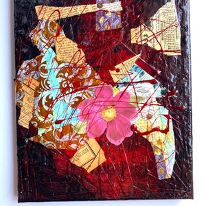 Collage original en técnica mixta: lienzo pintado a mano, 20 x 25 cm