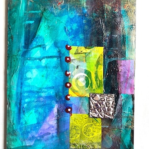 Original Art-Hand Painted, Mixed Media Collage Painting-9” x 12”