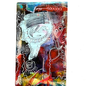 Pintura original sobre cartón pluma de Shannon Carleen Knight: arte reciclado, pintura abstracta y caprichosa