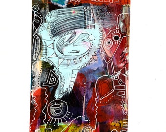 Unfine Art-Original Painting on Foam Core by Shannon Carleen Knight-Recycled Art, Abstract, Whimsical Painting