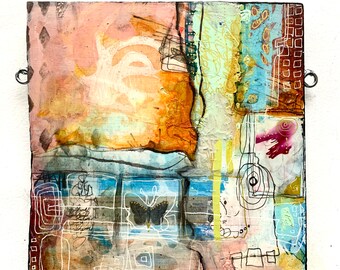 Original Abstract Art | Mixed Media Collage Painting on Salvaged Wood Panel by Shannon Carleen Knight