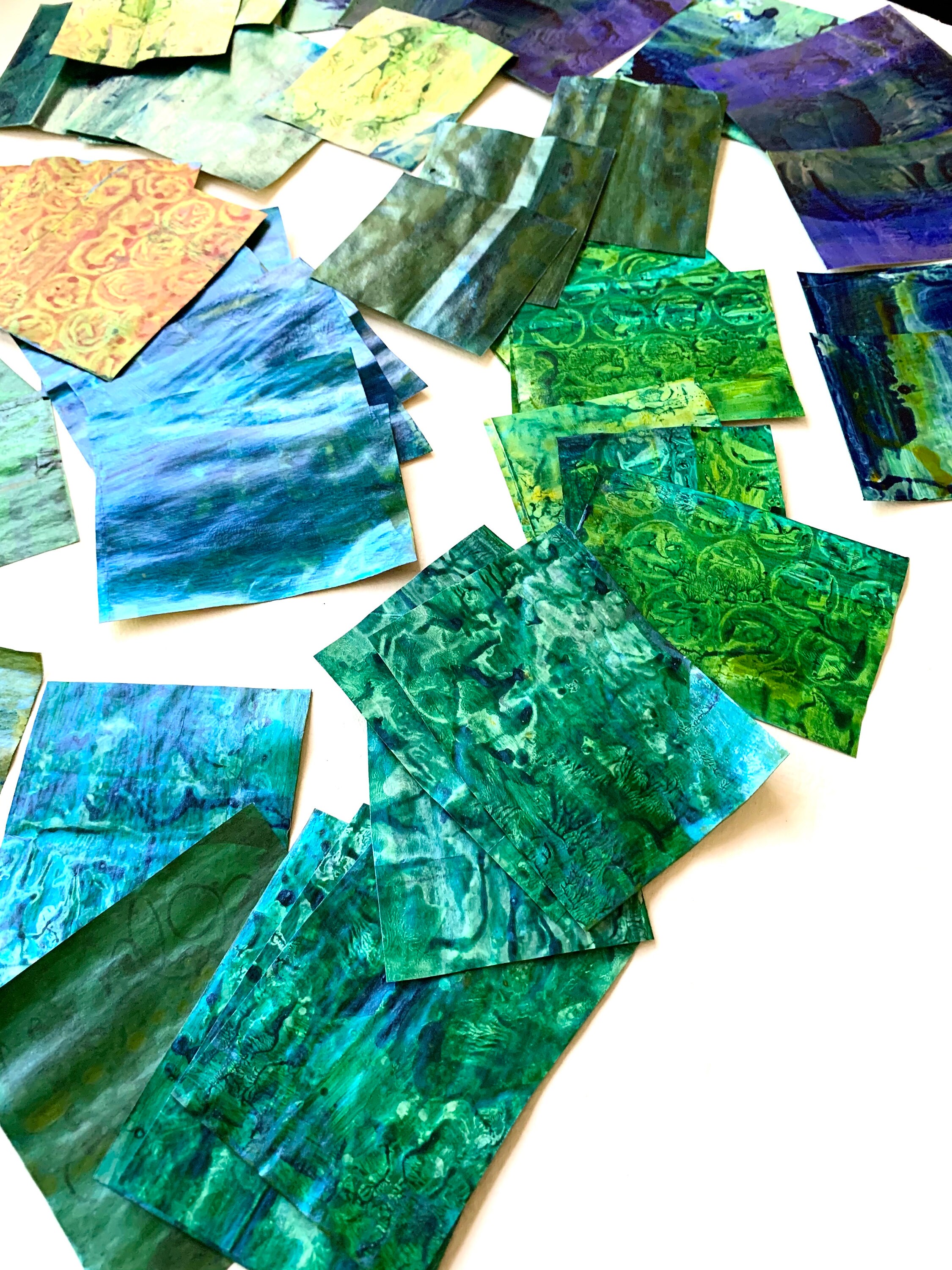 Blue Green Emerald Paper SetsPainted Paper EphemeraAbstract Etsy