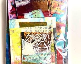Hand Painted Paper Mystery Bundle: 20+ colorful, abstract, grunge, ephemera