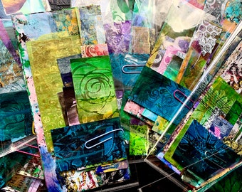Grunge Shimmer-13 Piece Set-Painted Paper Ephemera-Collage Fodder-Junk Journal Supply-Variety pack-Handmade