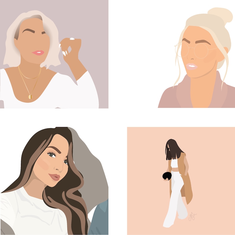 Self Portrait Illustration Vector Faceless Minimalist or | Etsy
