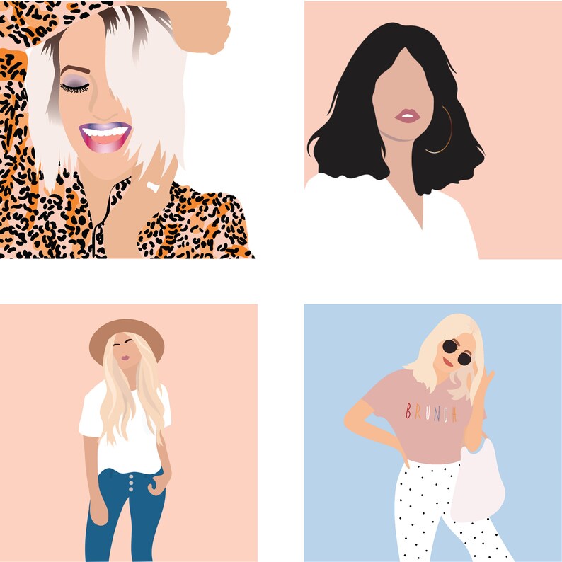 Self Portrait Illustration Vector Faceless Minimalist or | Etsy