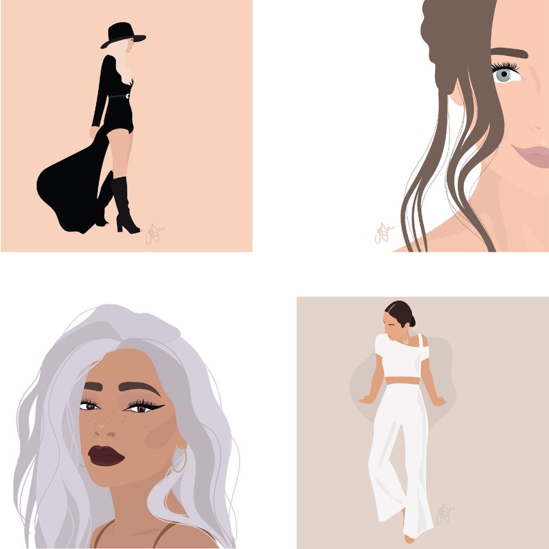 Self Portrait Illustration Vector Faceless Minimalist or | Etsy