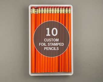 Orange Custom Pencils - 10 Personalized Pencils, Name Pencils, Customized Pencils, Kid Gift, Teacher Gift, Personalized Gift, Orange Gift