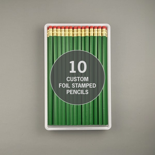 Green Custom Pencils - 10 Personalized Pencils, Name Pencils, Customized Pencils, Kid Gift, Teacher Gift, Personalized Gift, Green Gift