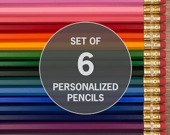 Personalized Pencil Set - Custom Pencils Engraved with Foil Stamped Gift for Teachers and Students and Unique Stocking Stuffer