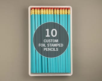 Turquoise Personalized Pencils: Custom Name, Set of 10