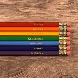 Day of the Week Pencils - Engraved Pencils, Stamped Pencils, Printed ...