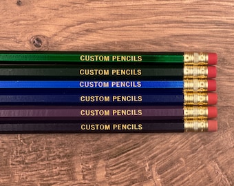 Personalized Pencils - Dark Mix Set of 6 - Engraved Gift