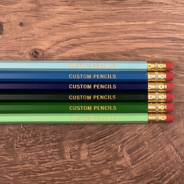 Green and Blue Custom Pencil Set - personalized pencils, custom gift, customized pencil, name pencil, teacher present