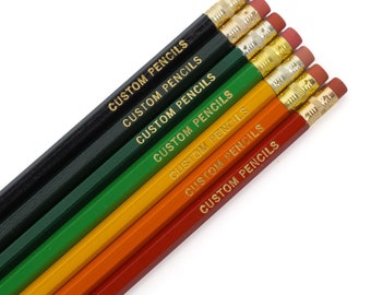 12 Hexagon "Gold" Personalized Pencils 
