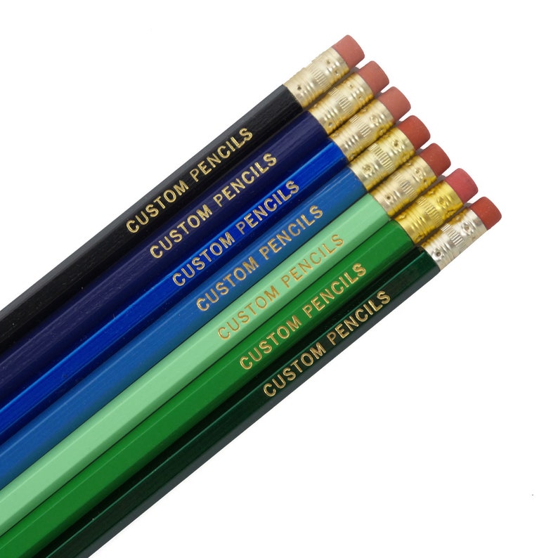 Personalized Pencil Set Custom Pencils Engraved Pencil Foil Etsy