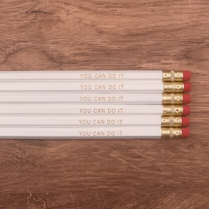 You Can Do It - Motivational Gift Pencil Set - Inspirational Stamped Pencils, Student Gift, Engraved Pencils, Back to School
