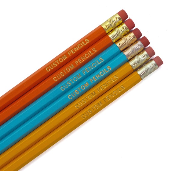 Custom Personalized Set of 5 #2 Pencils Your Text Printed in Full Color Here Custom Personalized Set of 5 #2 Pencils Your Text Printed in Full Color Here
