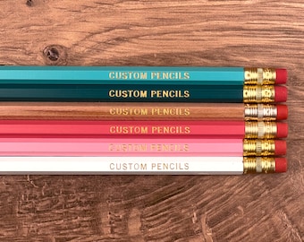 Teal and Pink Custom Pencil Set of 6 - personalized pencils, custom gift, customized pencil, name pencil, teacher present classroom gift