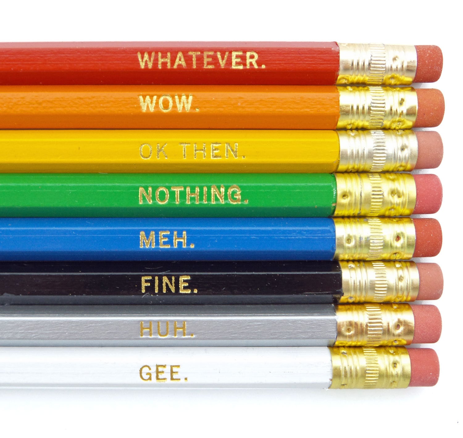 Funny Gift Pencil Set of 8 Sarcastic Sayings, Demotivational